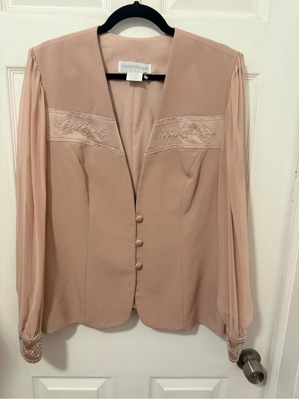 Vintage Obsessions Couture Blush Pink Button Front Blouse